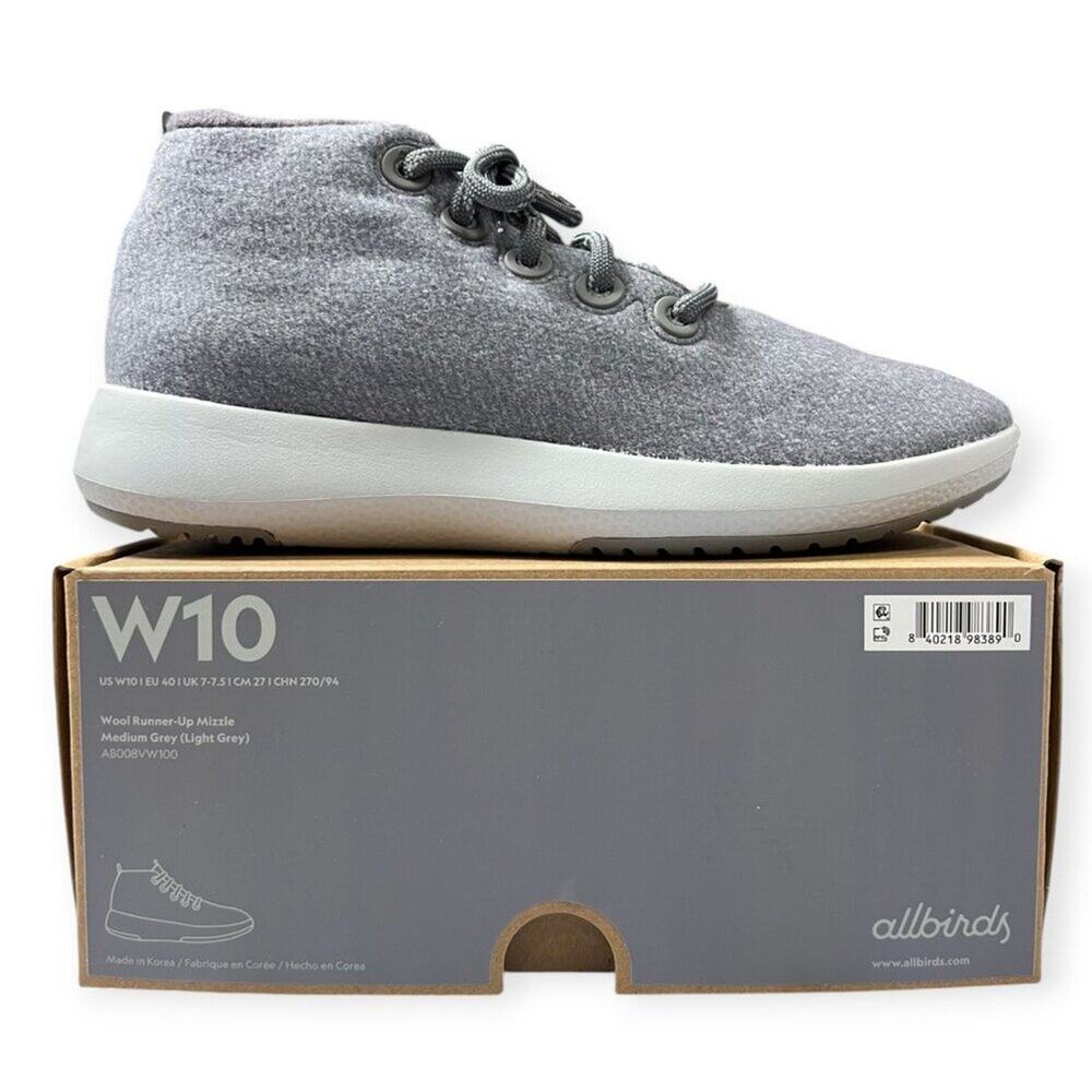 Allbirds Wool Runner-Up Mizzle Sneaker SIZE 10 Medium Grey Water-Repellent NIB